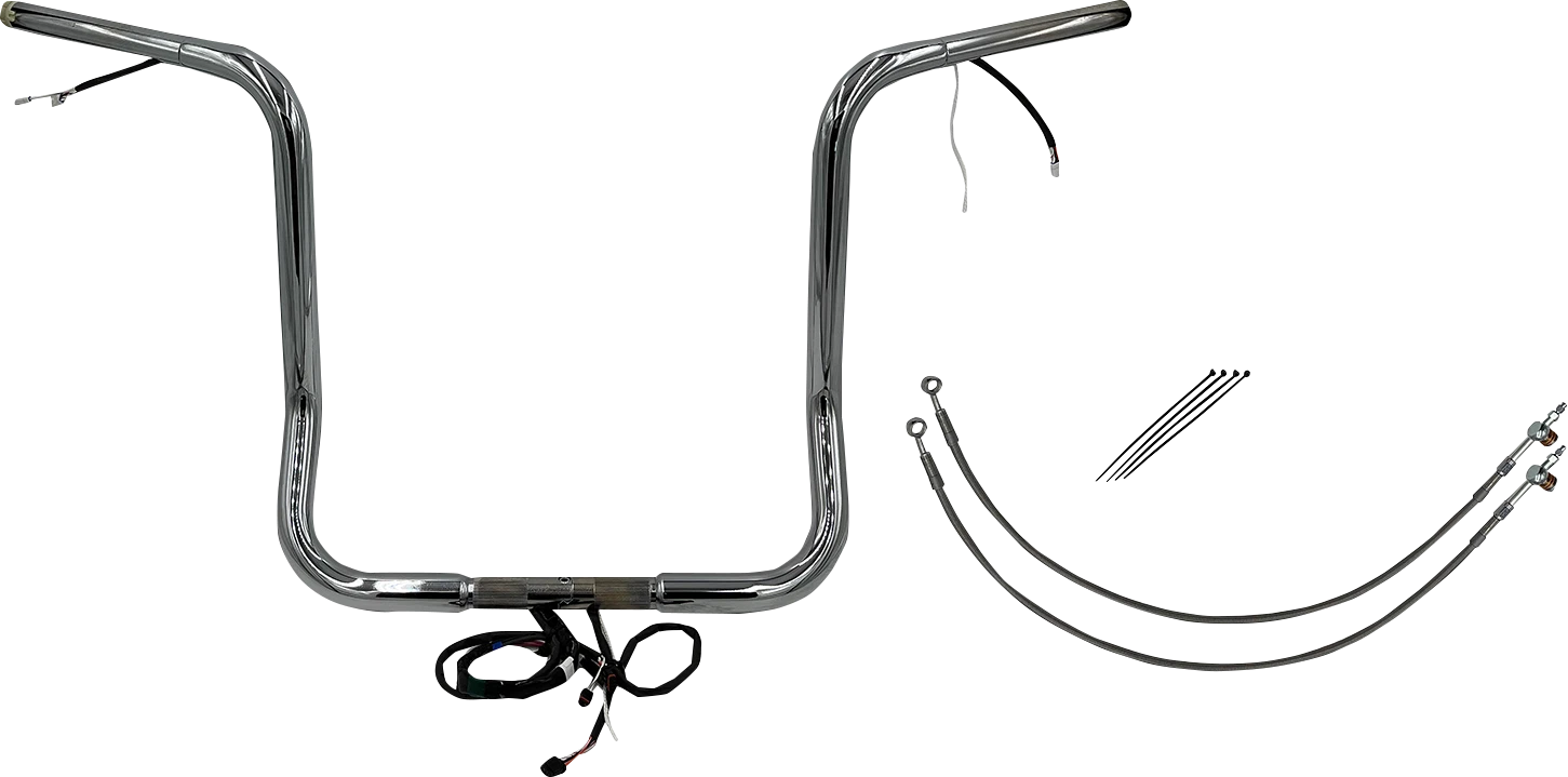 1-1/4" Round Top Handlebar Kit for Harley Davidson (16", Chrome)