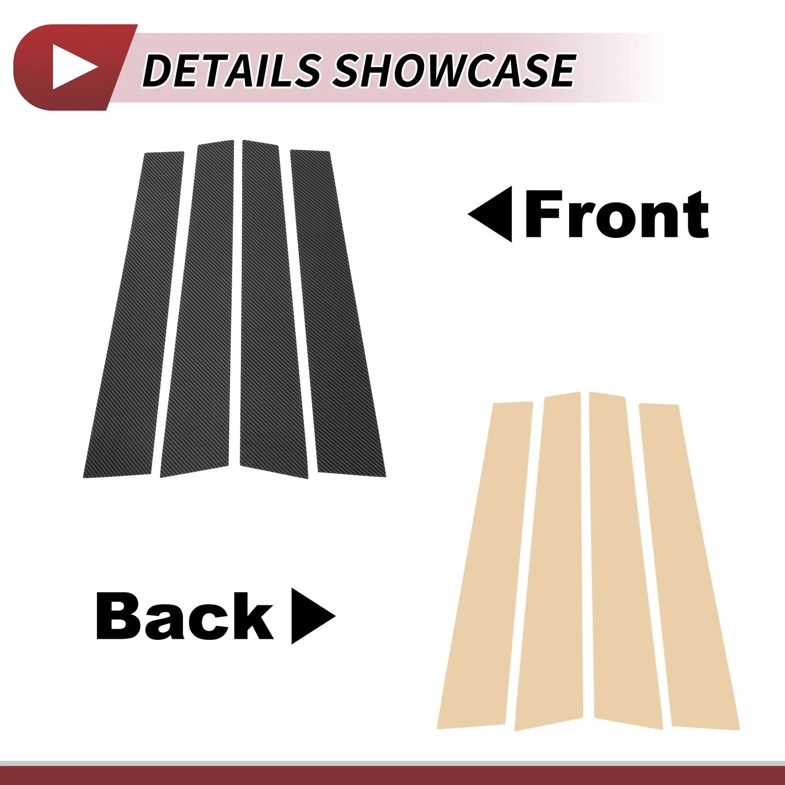 Set of 4 Door Pillar Window Trim for Lexus GS (2012–2019) Carbon Fiber Black