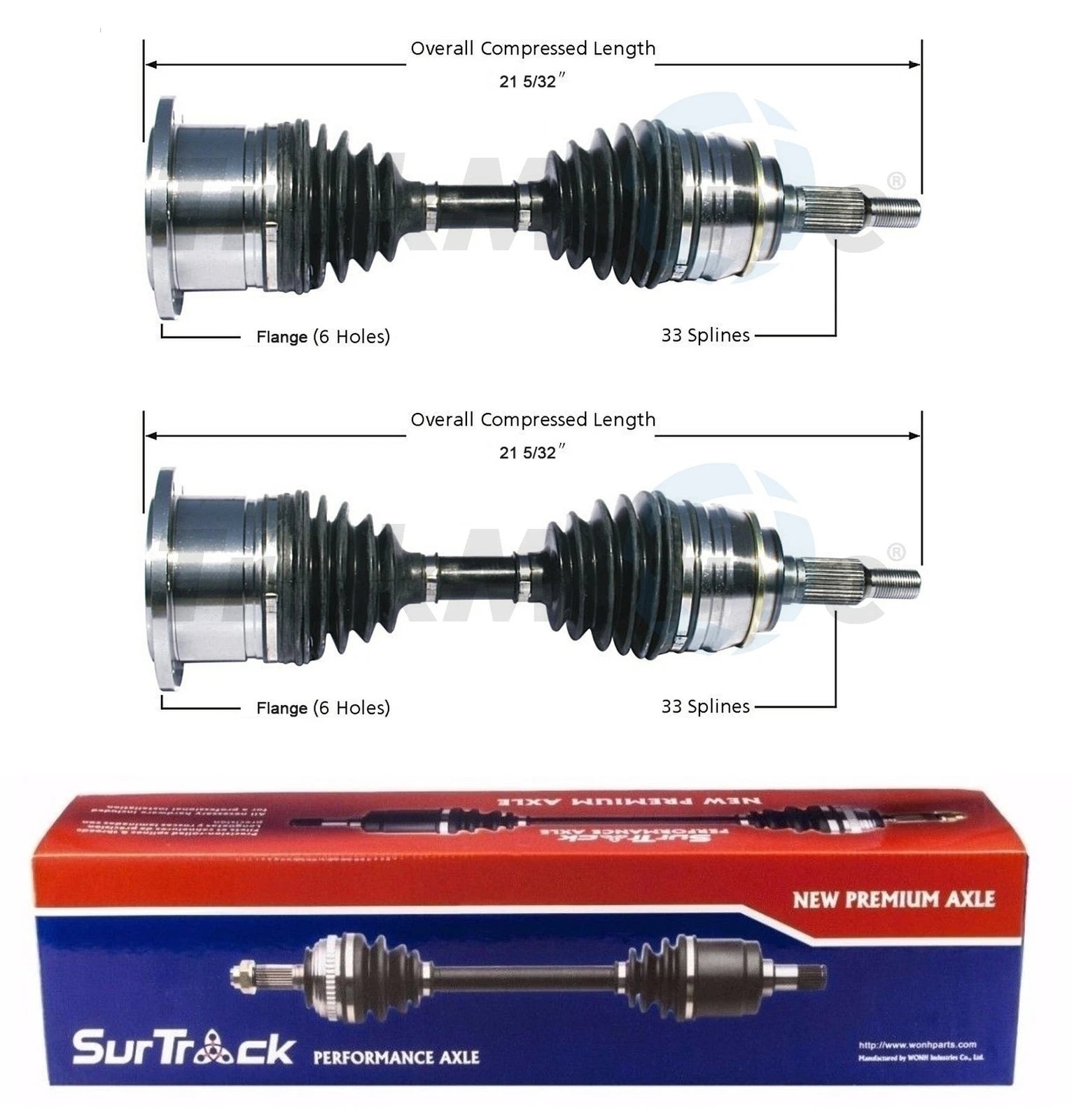 Set of 2 Front CV Axle Shafts for Chevy K2500 Tahoe GMC Yukon 4WD