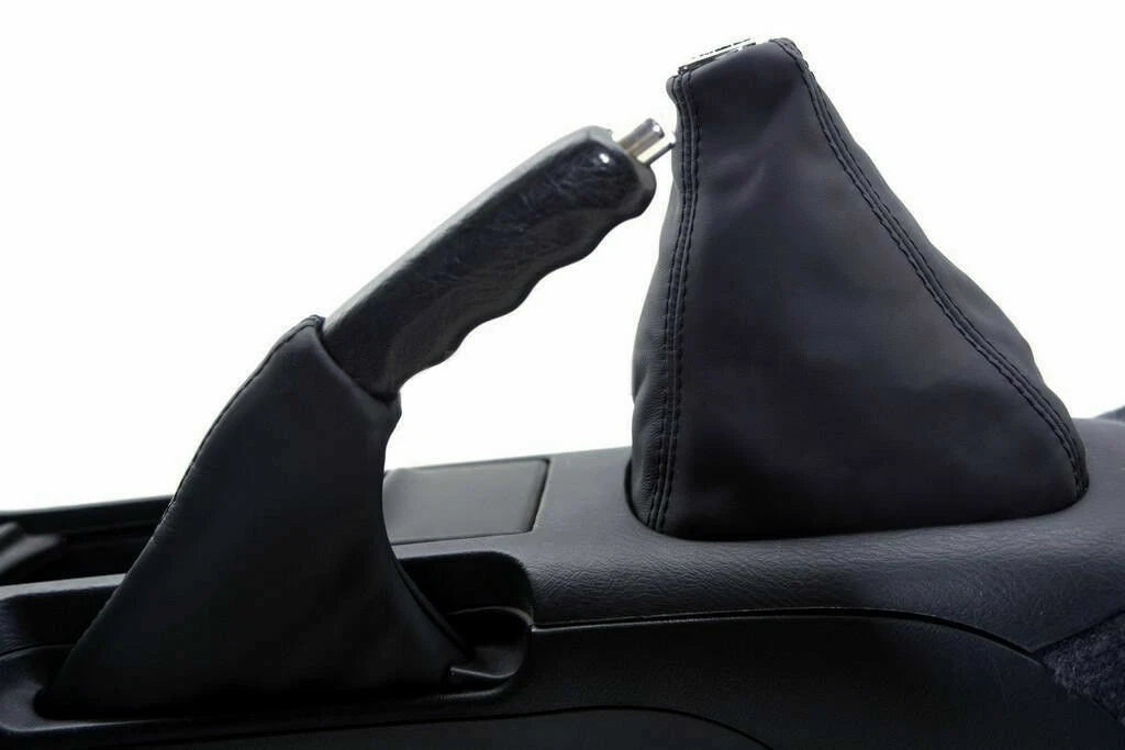 Set of 2 Manual & E Brake Boots for Honda Prelude (1997–2001) Black Synthetic Leather