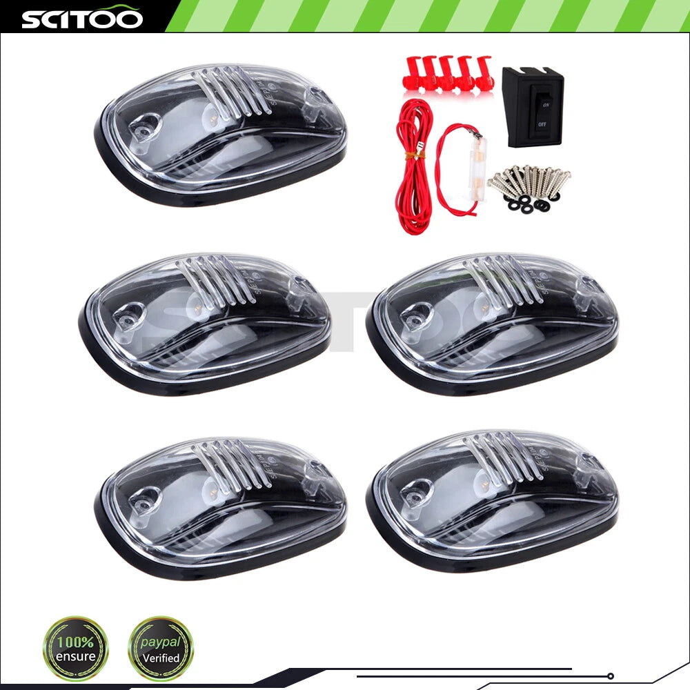 5X Clear Roof Cab Marker Light Lens + Wiring Pack for Dodge Ram 1500/2500/3500 (2002–2018)