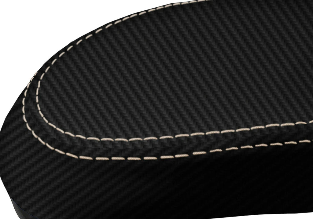 Console Lid Armrest Cover for Ford Focus (2000–2007) Carbon Fiber Beige Stitch