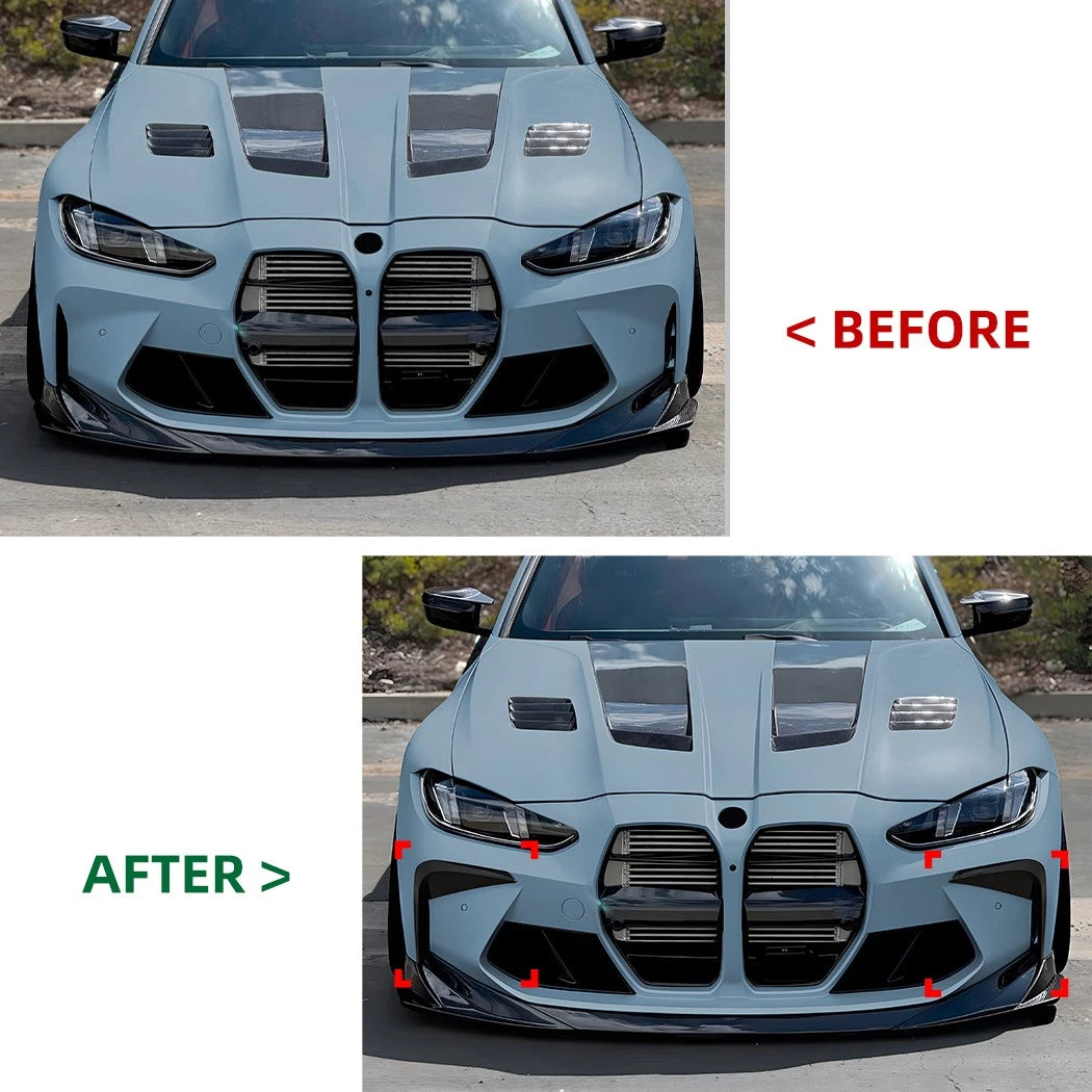 Gloss Black Front Bumper Side Fin Canards Splitter for BMW M3 M4 (2021–Present)