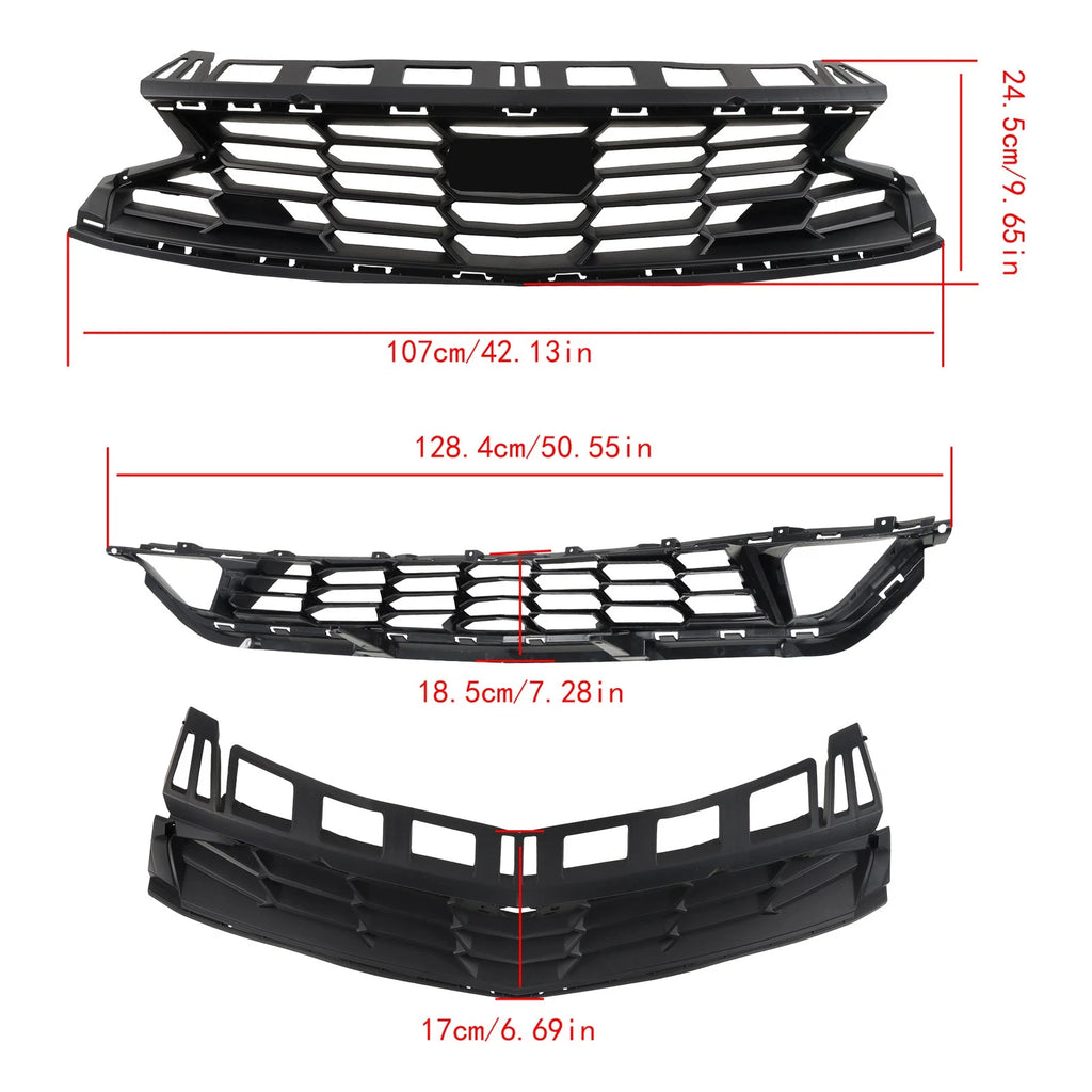 Front Bumper Upper & Lower Grille for Chevrolet Camaro LT/LS (2019–2024)
