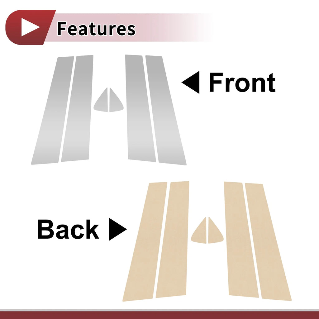 Set of 6 Car Door Pillar Window Trim for Dodge Durango (2011–2020) Chrome
