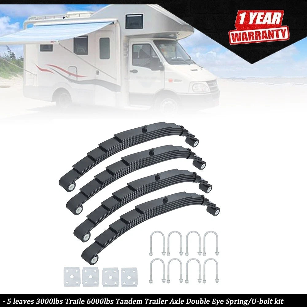 Set of 5 Double Eye Springs for Tandem Trailer Axle (6000 lbs)