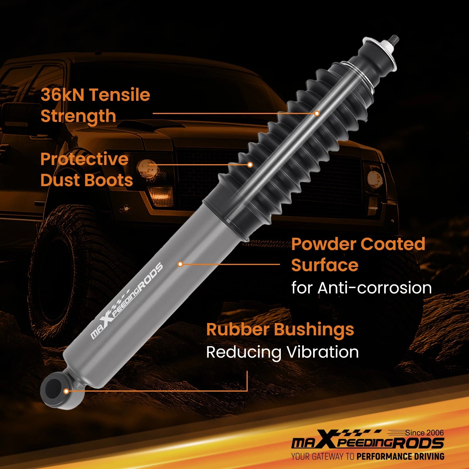 Front Lift Shock for Ford Ranger (1983–1997) 1.5-2" Lift Gas Charged
