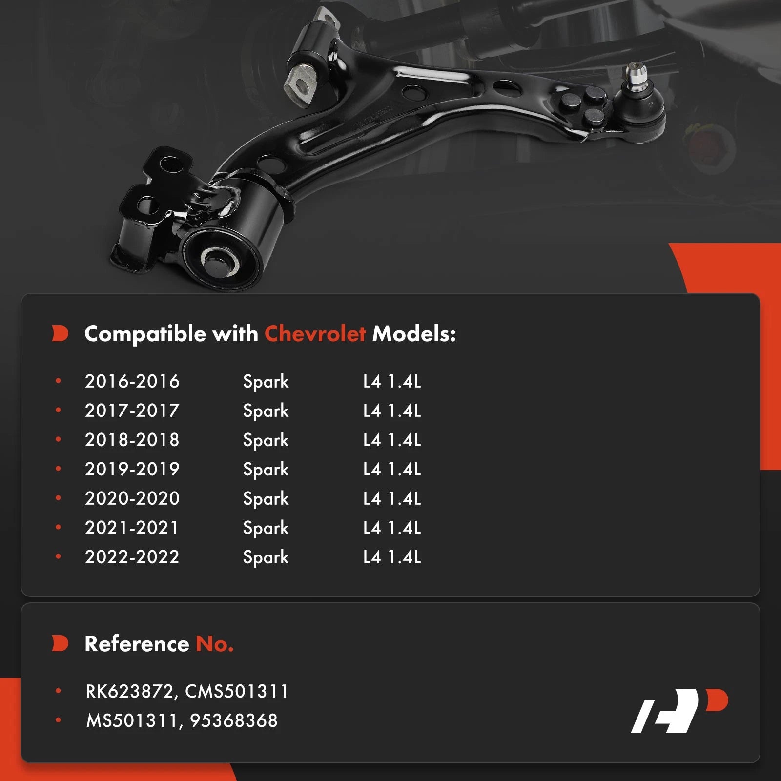 Front Right Lower Control Arm with Ball Joint for Chevy Spark (2013-2022)