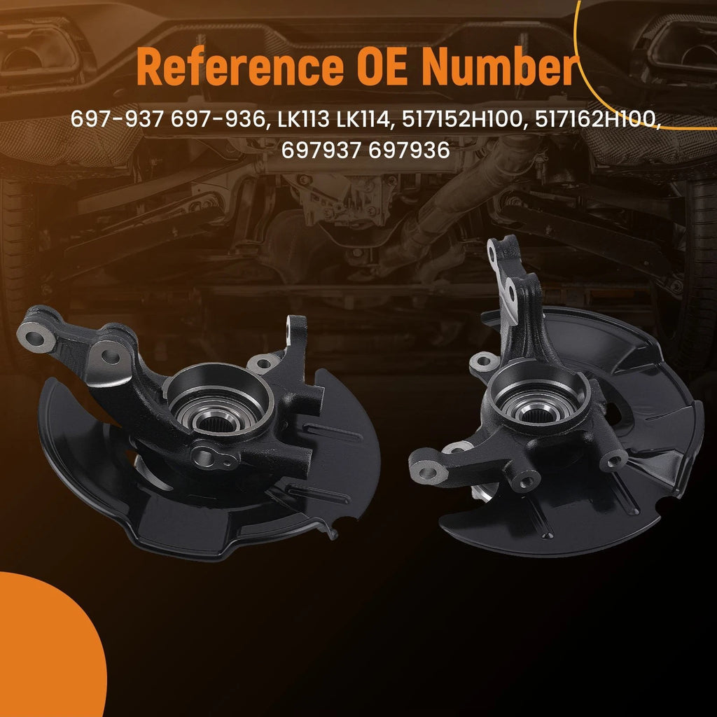 Pair Front Steering Knuckles Wheel Hub Bearing for Hyundai Elantra (2007–2012)