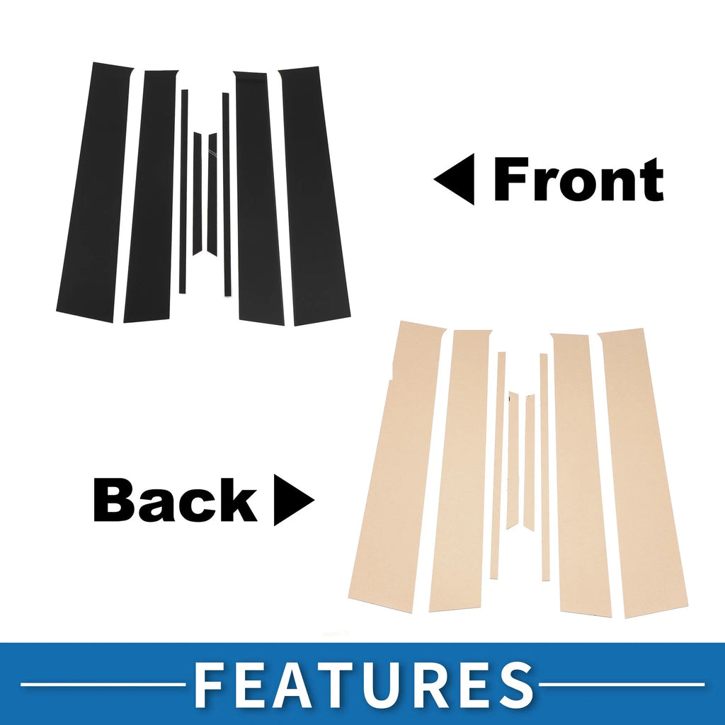 8 Pcs Door Pillar Window Trim for Toyota Yaris (2005–2014) Black
