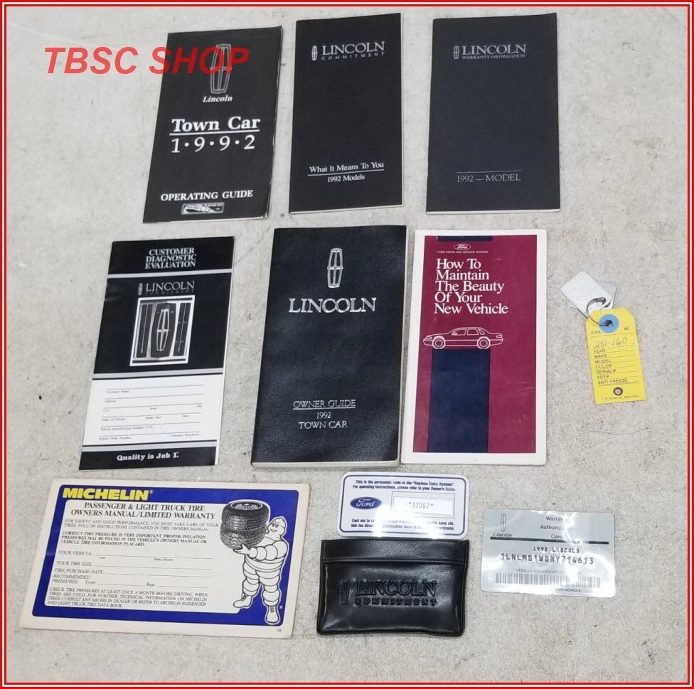 Owners Manual for Lincoln Town Car (1992)