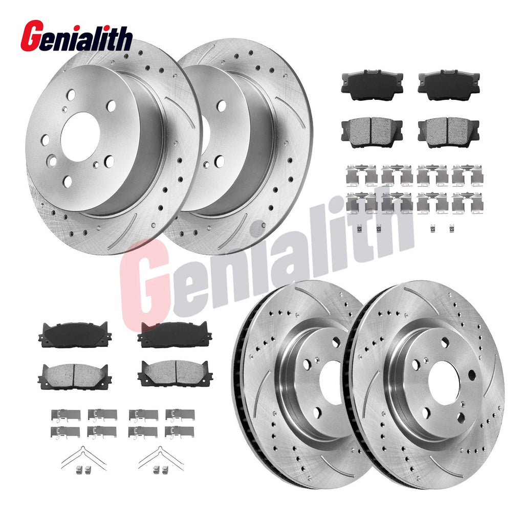 Set of 4 Drilled Brake Rotors & Ceramic Pads for Toyota Camry Avalon (2007–2012)