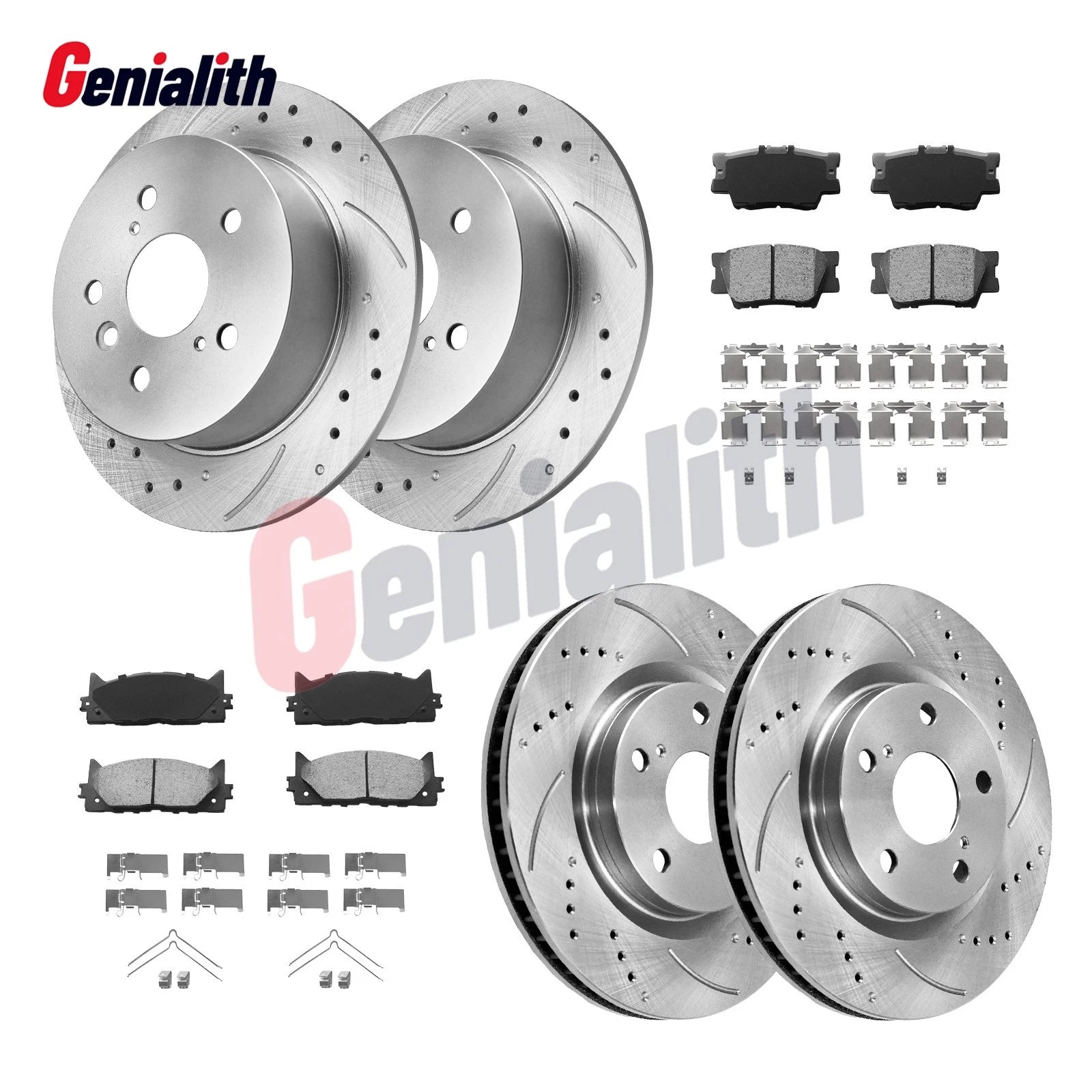 Set of 4 Drilled Brake Rotors & Ceramic Pads for Toyota Camry Avalon (2007–2012)