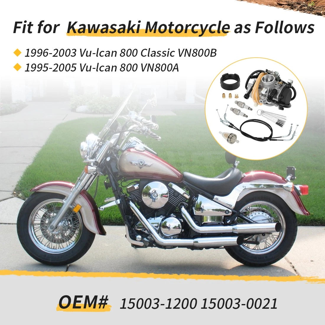Carburetor with Intake Manifold Cable for Kawasaki Vulcan 800 Classic (1996–2003)