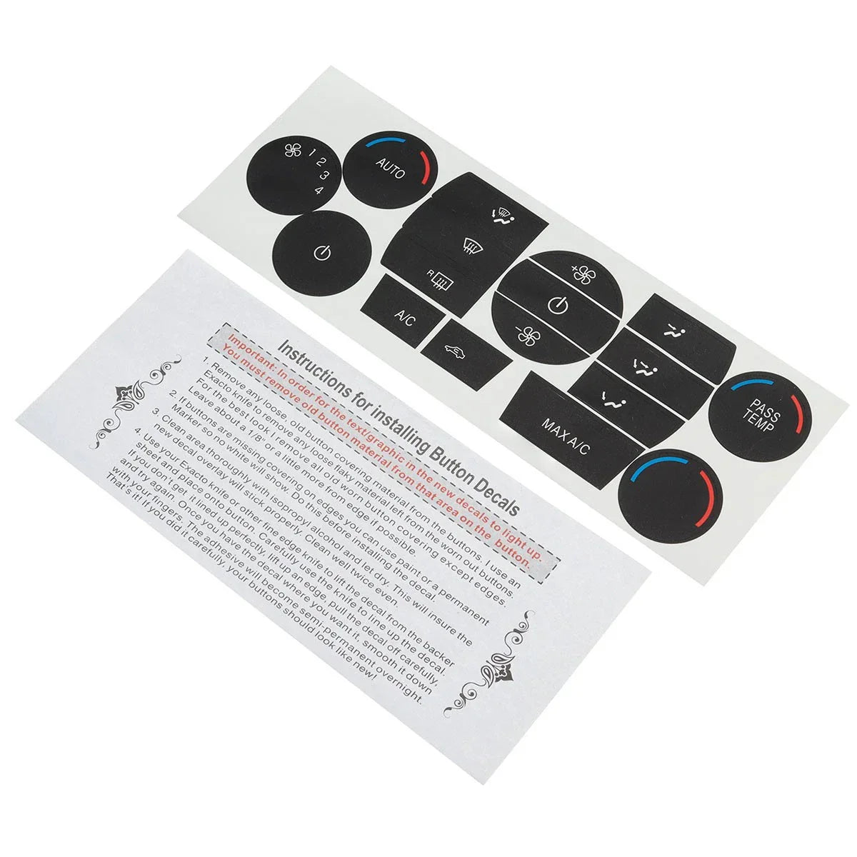 Heater AC Climate Control Button Repair Decal Stickers for Ford Escape Fusion