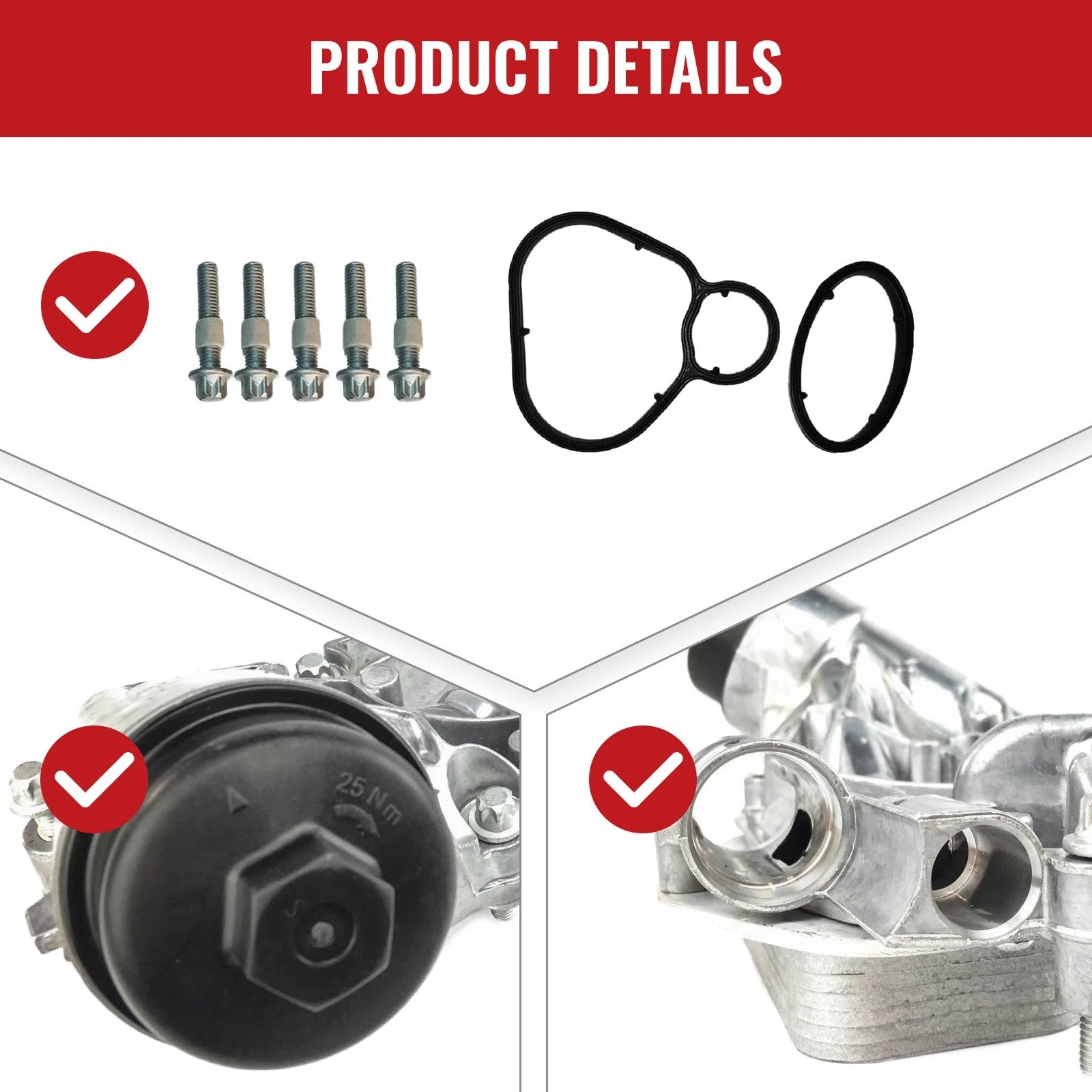 Engine Oil Cooler with Oil Filter Assembly for Chevy Cruze, Aveo, Pontiac G3