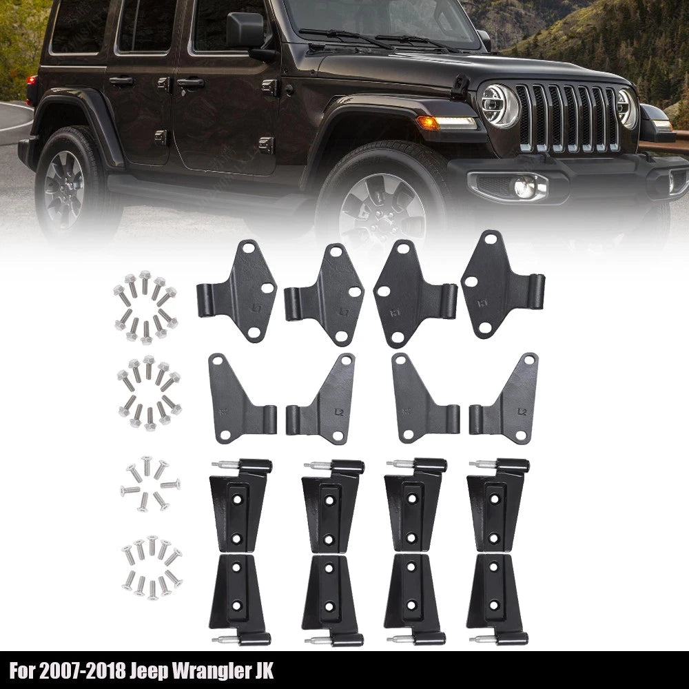 Door Hinge Replacement Set for Jeep Wrangler JK (2007â2018) Black Powder Coat