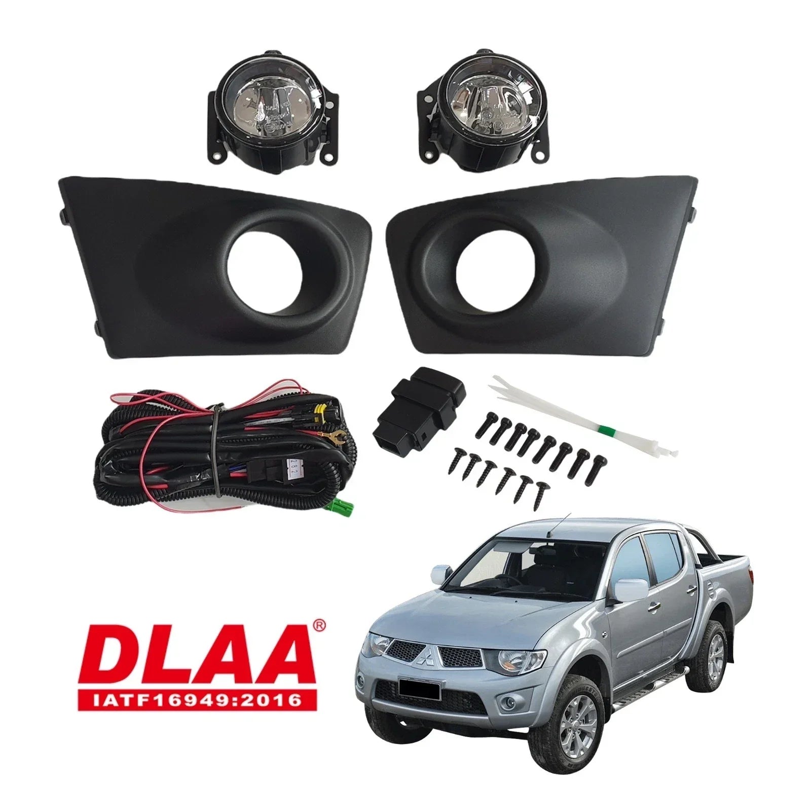 E4 Fog Lamp Spot Light + Black Cover Set for Mitsubishi Triton L200 (09-14)