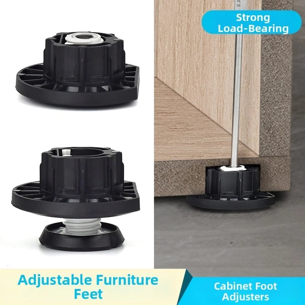Adjustable Cabinet Feet Set of 4, 175KG Load ABS Plastic