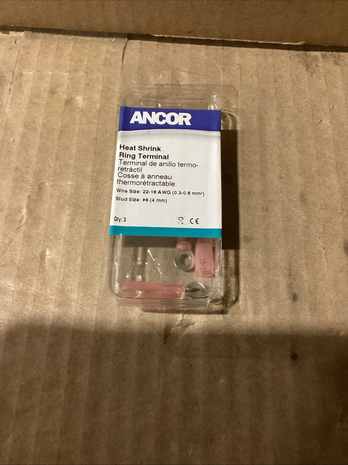 Set of 3 Heat Shrink Ring Terminals for Ancor 310203 (#8 Stud, 22-18 AWG)