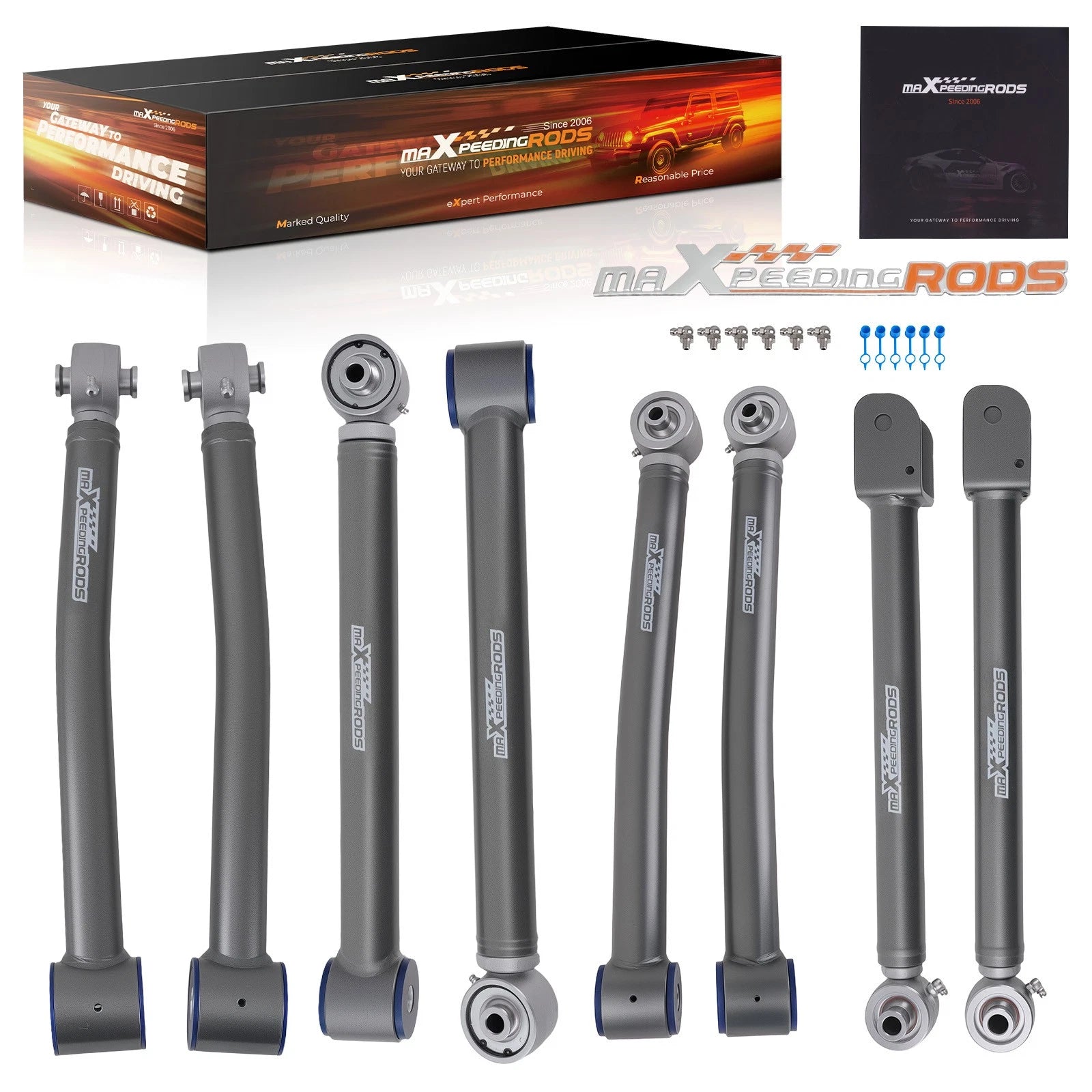 8Pcs Adjustable Control Arms 0-6" Lift for Jeep Wrangler JK (2007–2018)