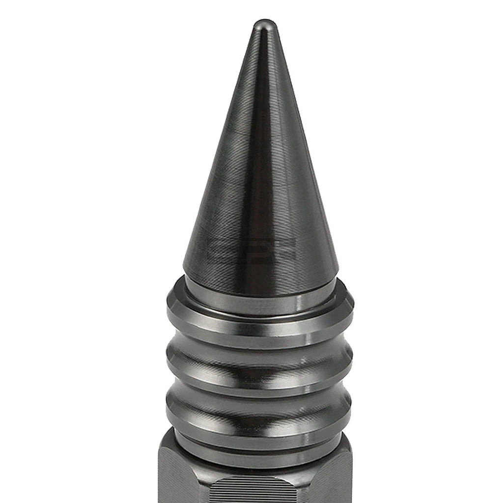 Set of 20 M12X1.5 107mm Tall Gun Metal Aluminum Spiked Lug Nuts + Adapter