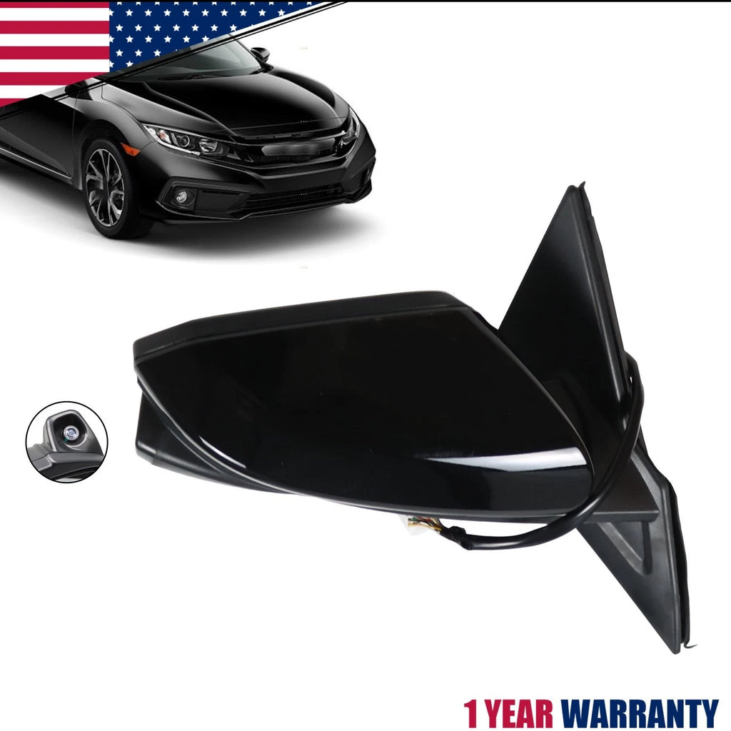 Passenger Side Mirror for Honda Civic Sedan (2016–2021) Power Heated View Camera Black