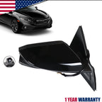 Passenger Side Mirror for Honda Civic Sedan (2016–2021) Power Heated View Camera Black