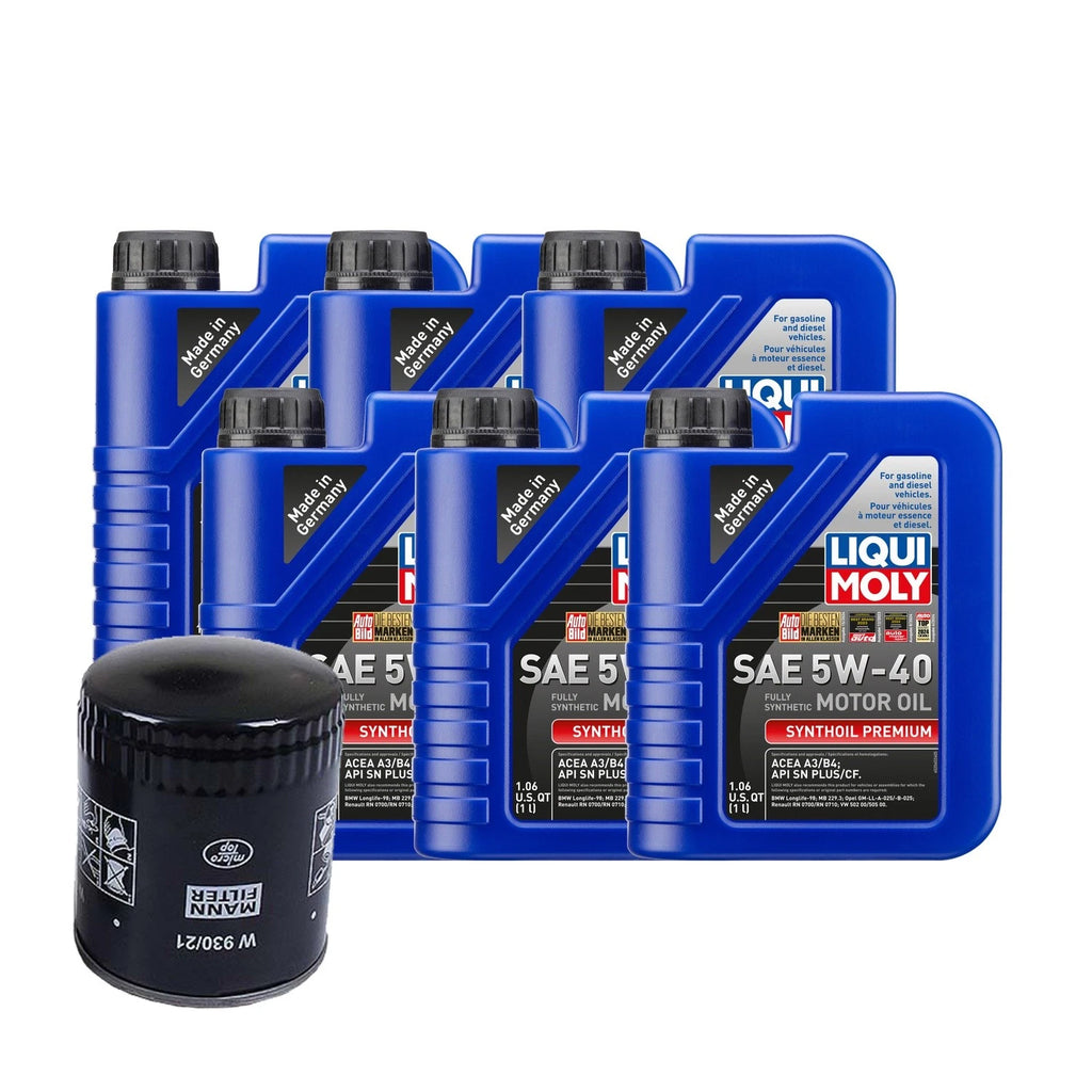 6L Liqui Moly Synthoil Premium SAE 5W40 Oil Change Kit for Audi AHA/ATQ (2000–2005)