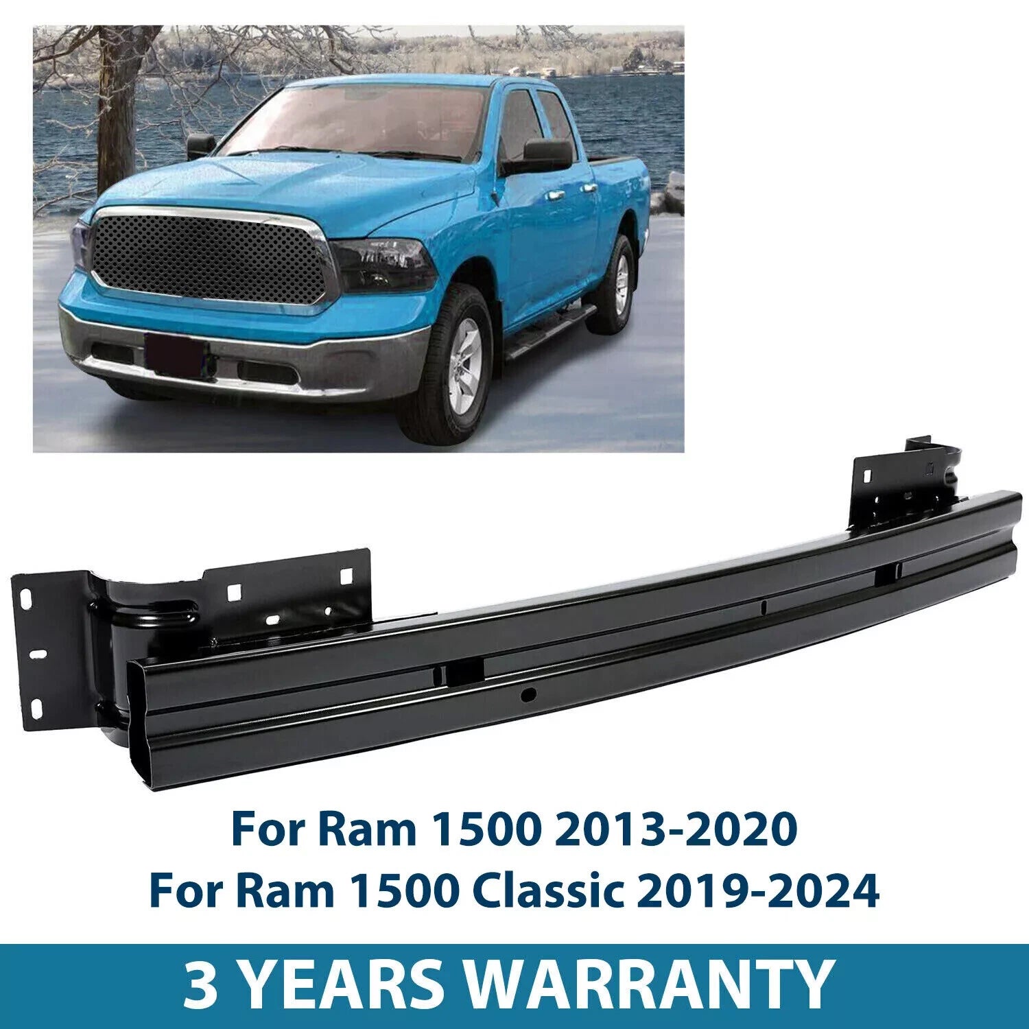 Front Bumper Face Bar Reinforcement for Ram 1500 (2013–2024) - Black