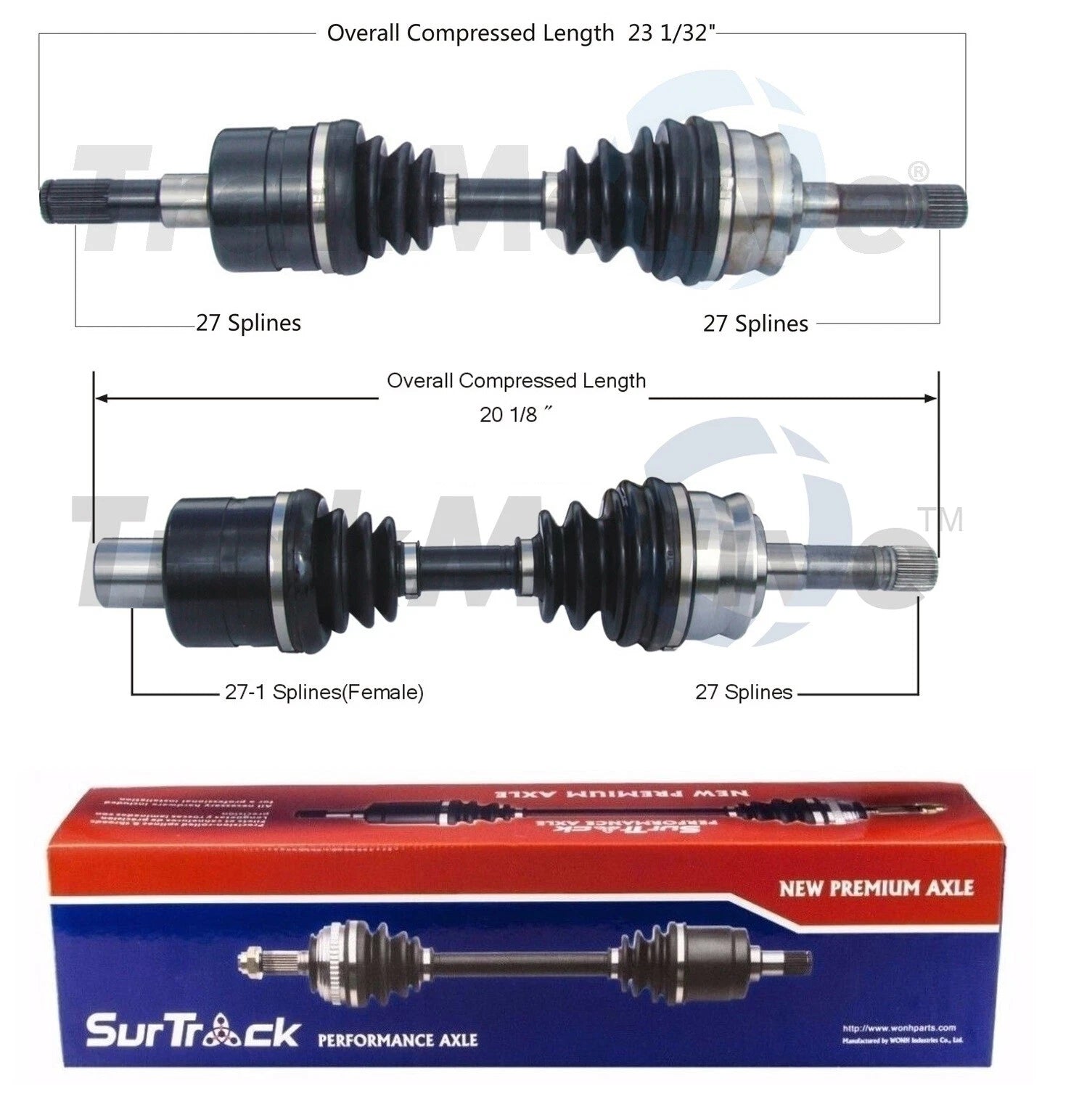 Set of 2 Front CV Axle Shafts for Ford Ranger, Mazda B2500, B3000 (1998–2011)