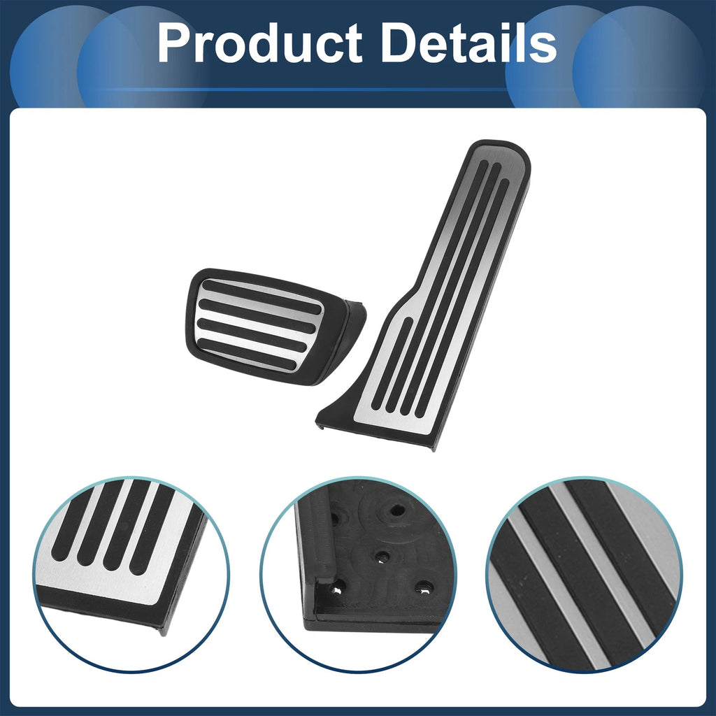 2X Foot Accelerator Pedal Covers for Chevrolet Camaro (2016–2018) Silver Tone