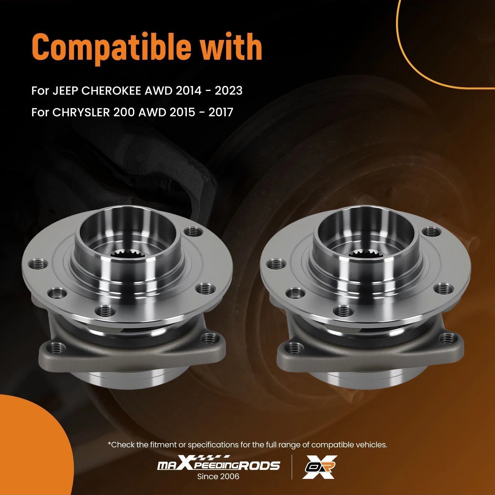 2X Rear Wheel Hub Bearings for Chrysler 200 (2015-2017)
