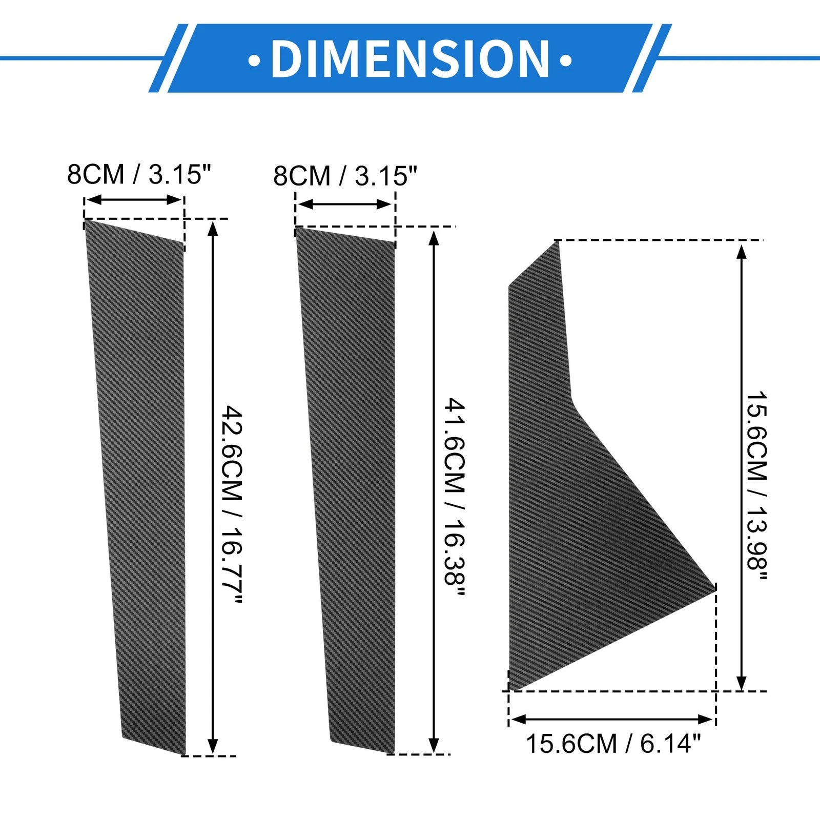 Set of 6 Door Pillar Window Trim for Hyundai Genesis (Carbon Fiber)