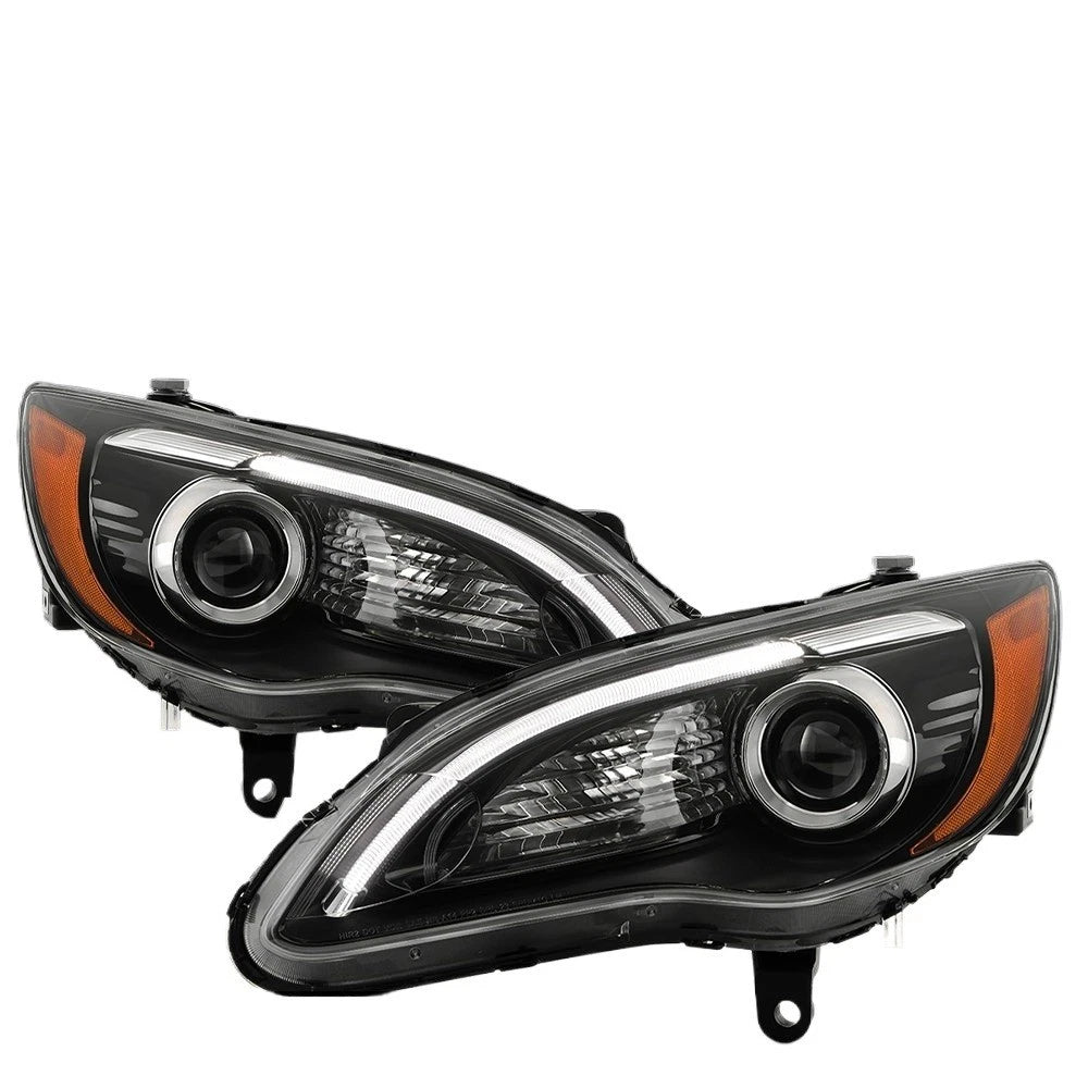 Pair Halogen Headlights for Chrysler 200 (2011–2014) with LED DRL Black