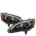 Pair Halogen Headlights for Chrysler 200 (2011–2014) with LED DRL Black