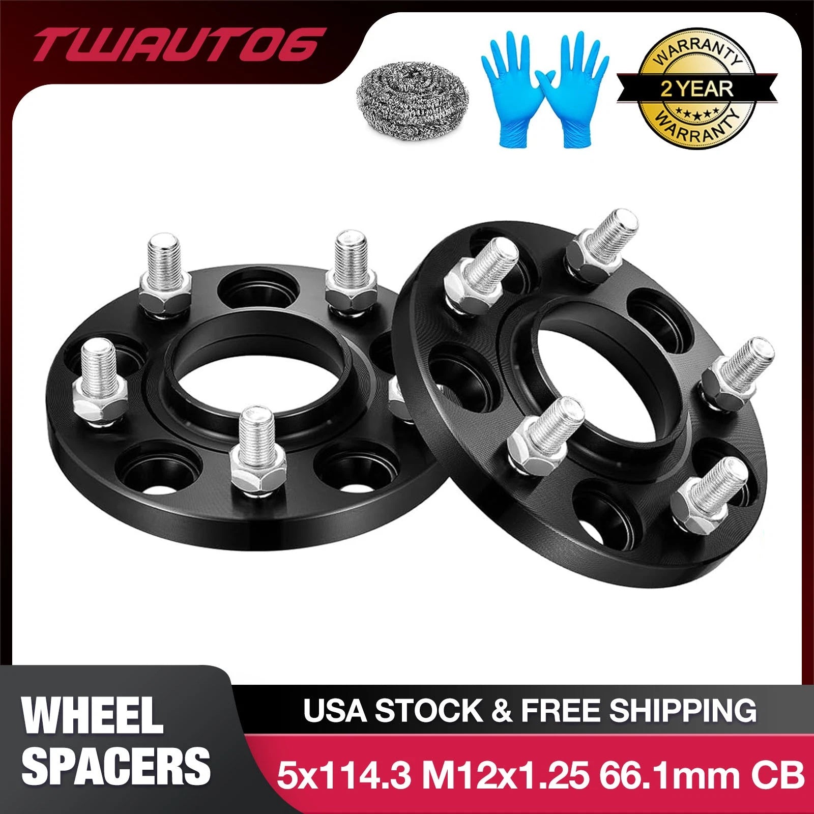 15mm Black Hubcentric Wheel Spacers for Nissan 240SX 350Z 370Z (2013–2018)