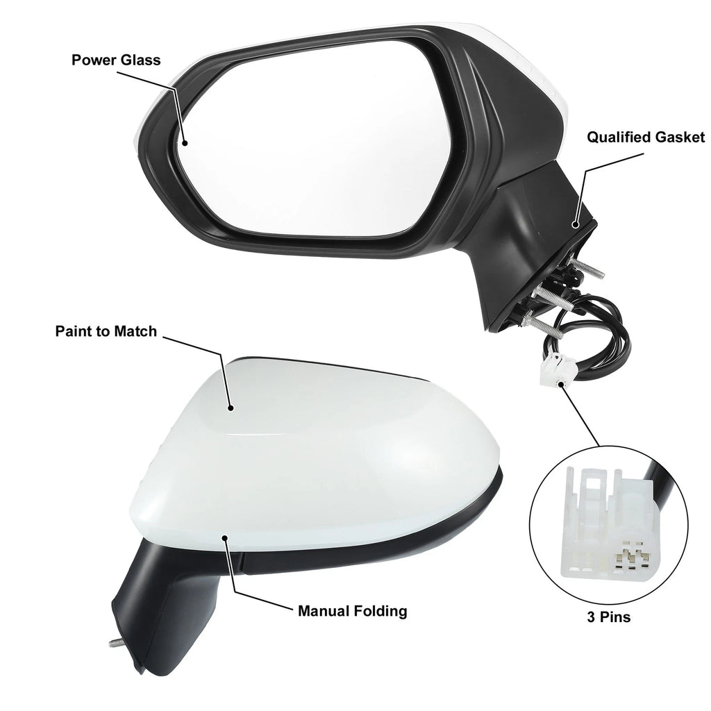 3 Pin Left Side Exterior Door Mirror Assembly for Toyota Corolla (2020–2022)