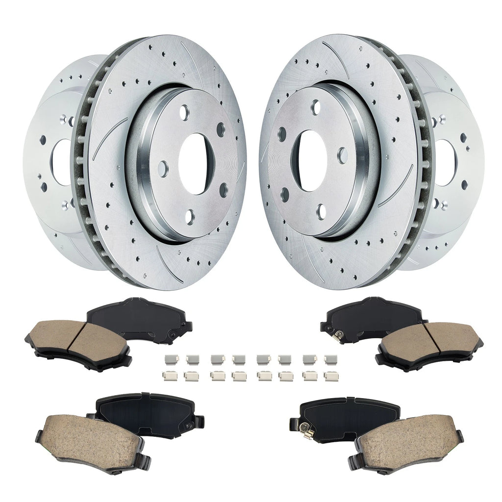 Front and Rear Brake Rotors and Pads for 2012-2017 Jeep Wrangler