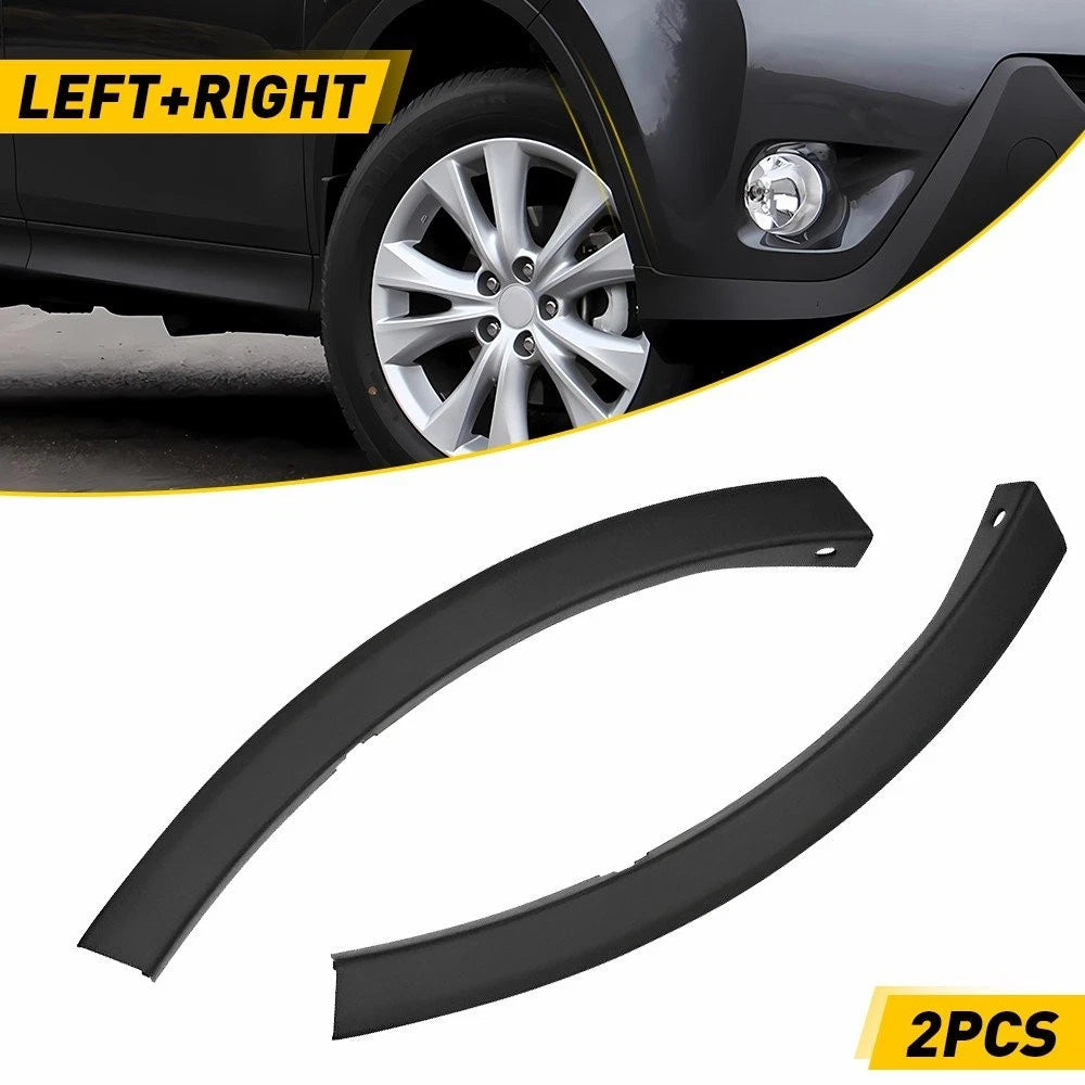 Set of 2 Front Fender Flare Trim Molding for Toyota RAV4 (2013–2015) Black
