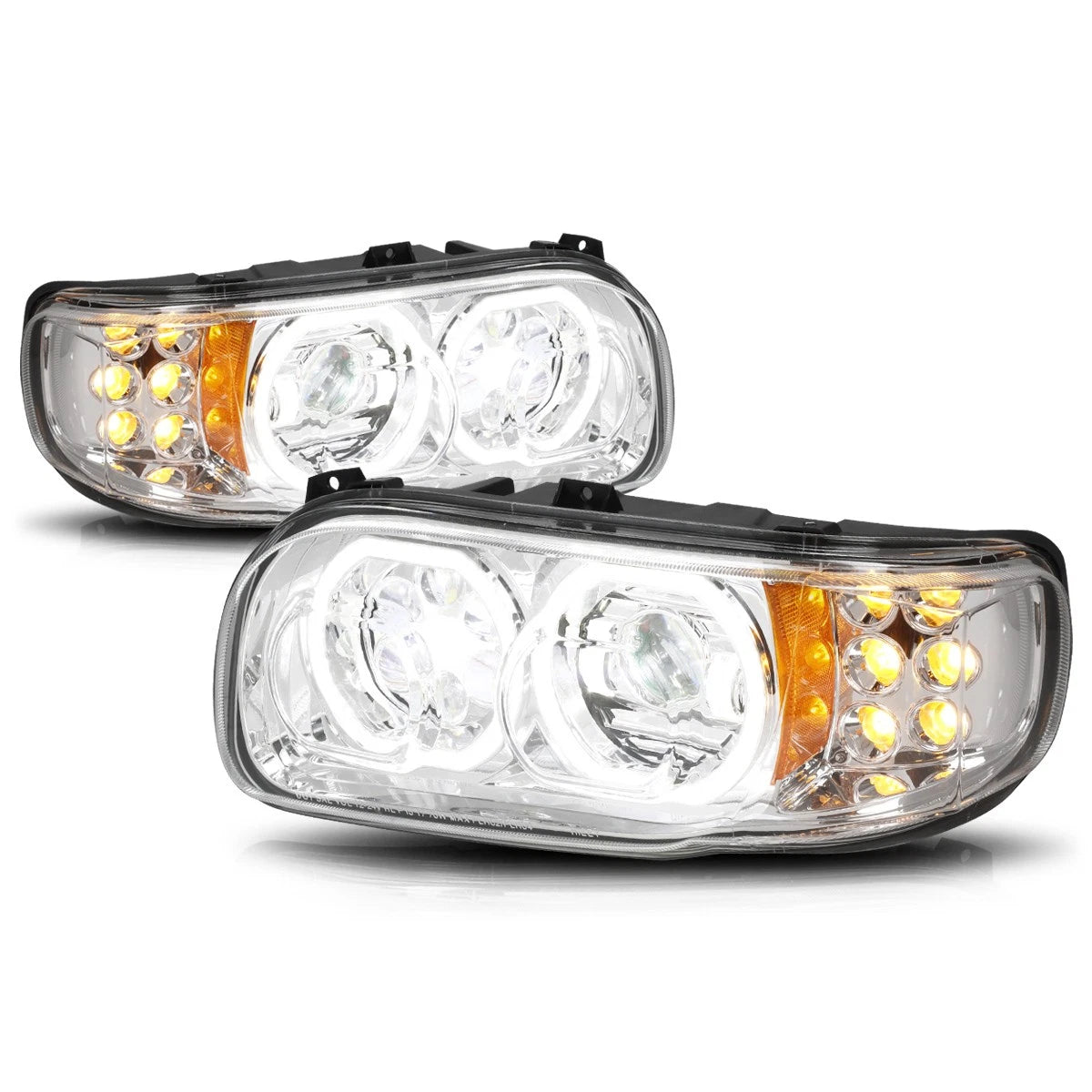 Dual LED Halo Projector Headlights for Peterbilt 388 389 567 (2008–2021)