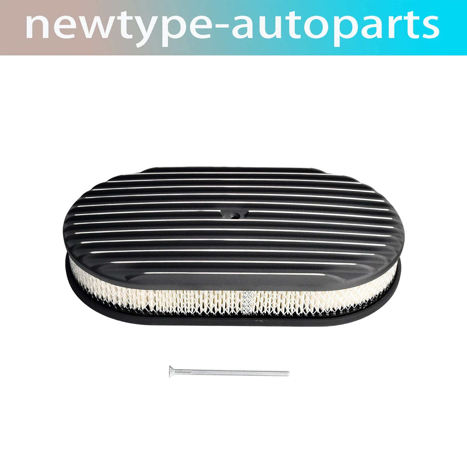 15" Oval Polished Aluminum Air Cleaner for Chevy Ford Mopar (Fits Various)