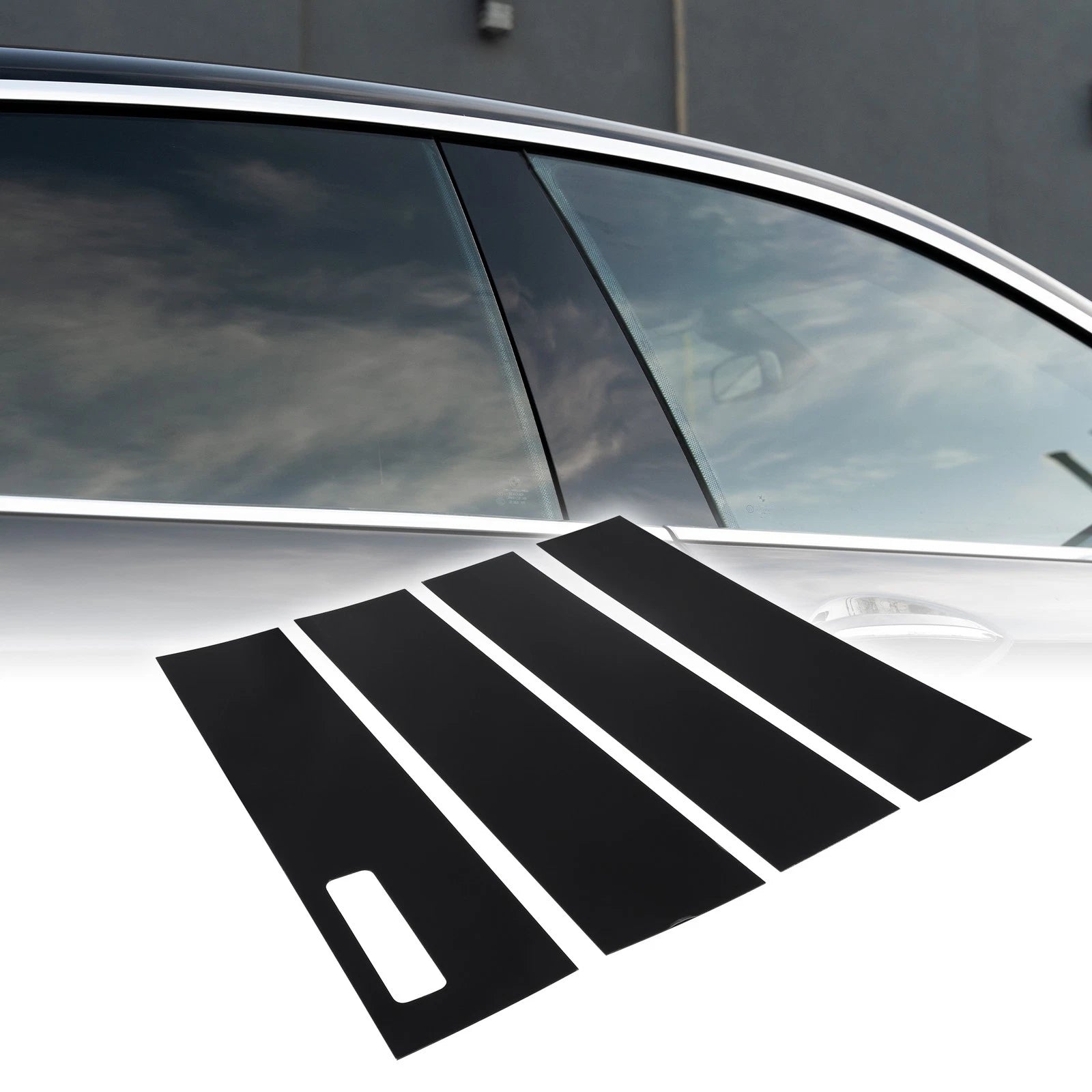 Set of 4 Car Pillar Window Trim Covers for Ford F-150 (2015–2021) Black