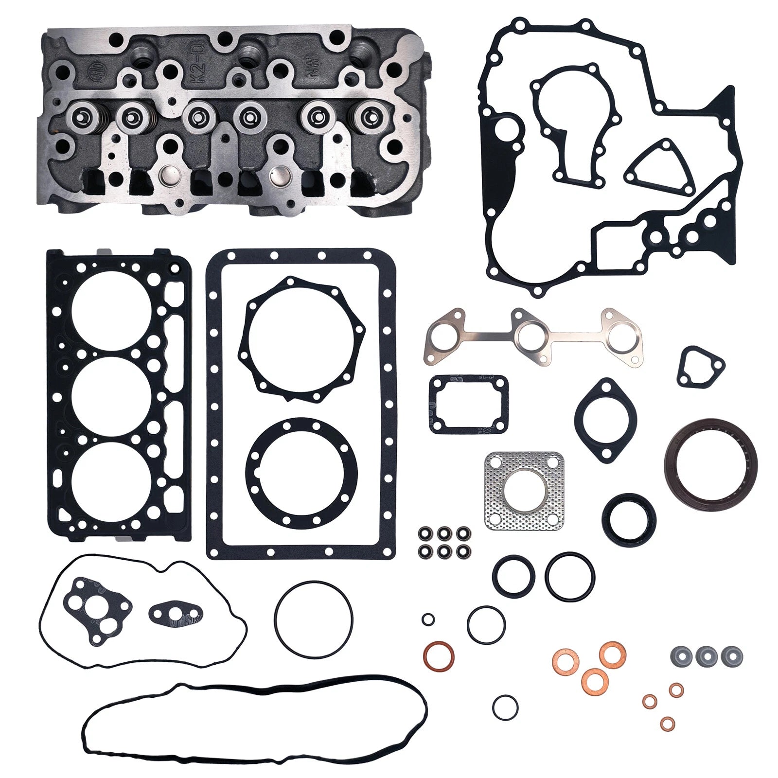 Complete Cylinder Head & Gasket Set for Kubota D902-EF01 Bobcat MT55 (D902)