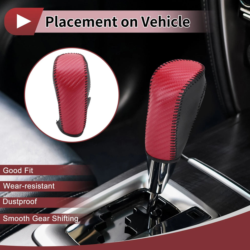 1 Pc Gear Shift Knob Cover for Ford Fiesta (2009–2012) Red Faux Leather
