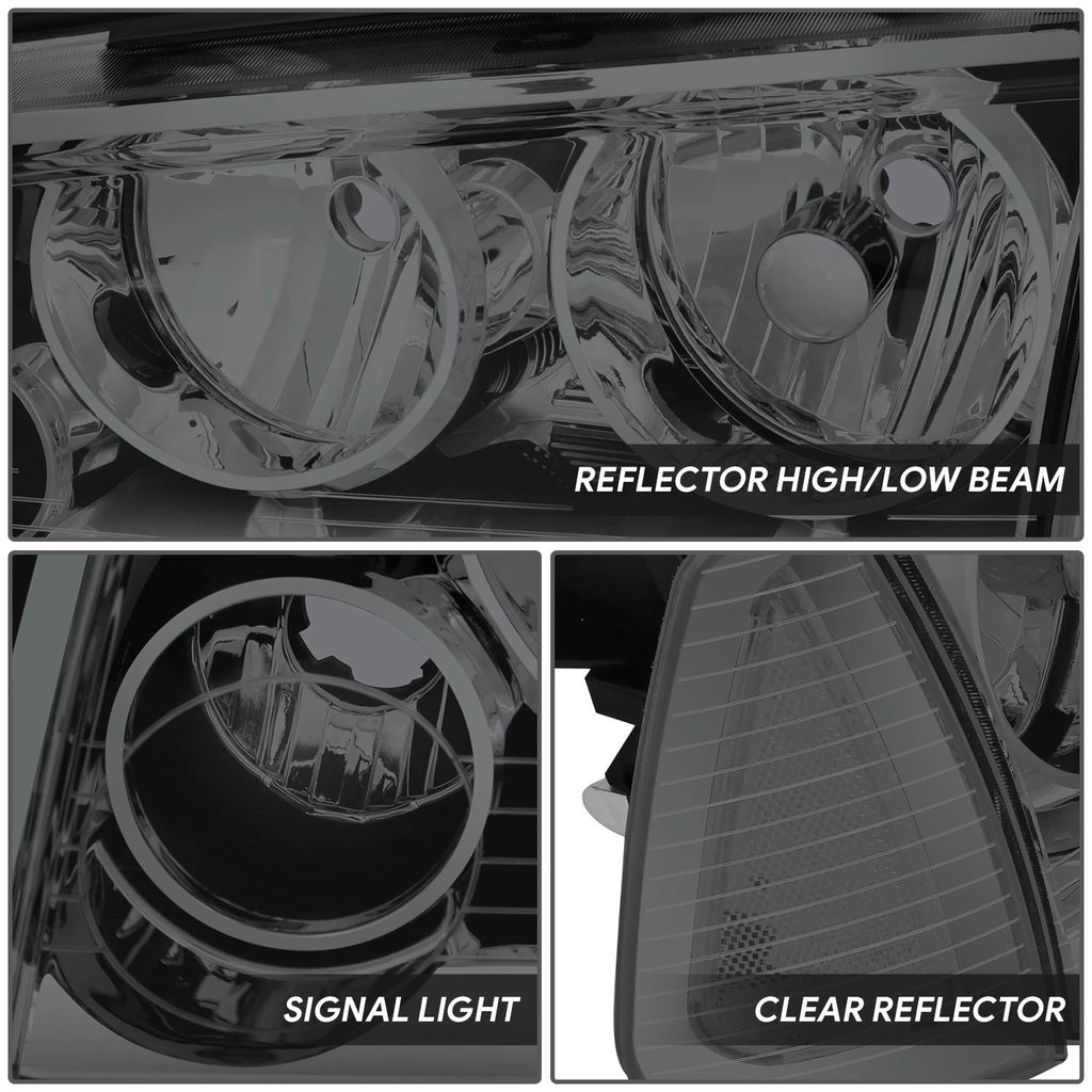 Pair of Smoked Headlights with Clear Turn Signal for Dodge Charger (2006–2010)