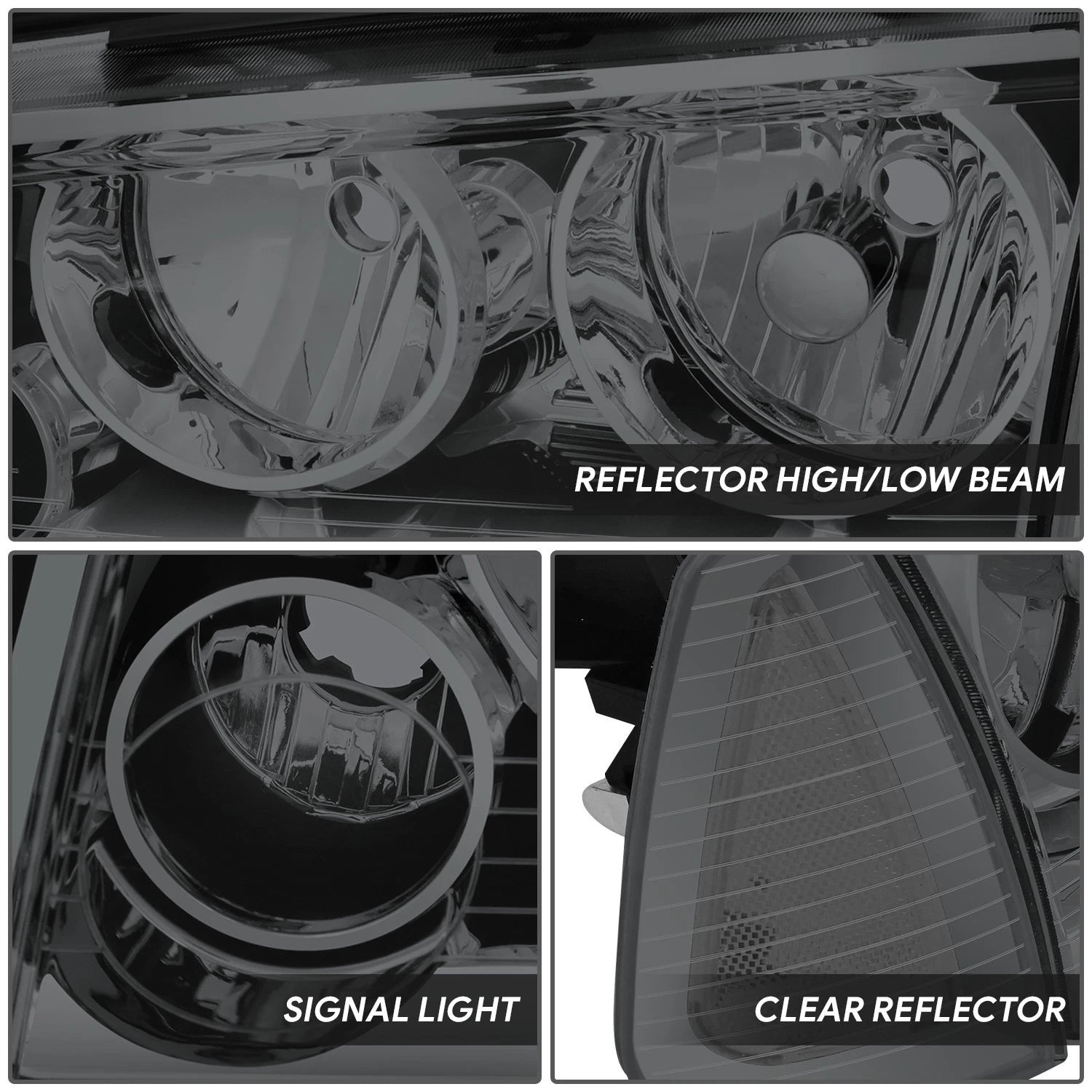 Pair of Smoked Headlights with Clear Turn Signal for Dodge Charger (2006–2010)