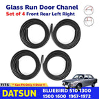 4x Glass Run Door Channel Felt Rubber Seal Fits Datsun Bluebird 510 4D 1600 SED