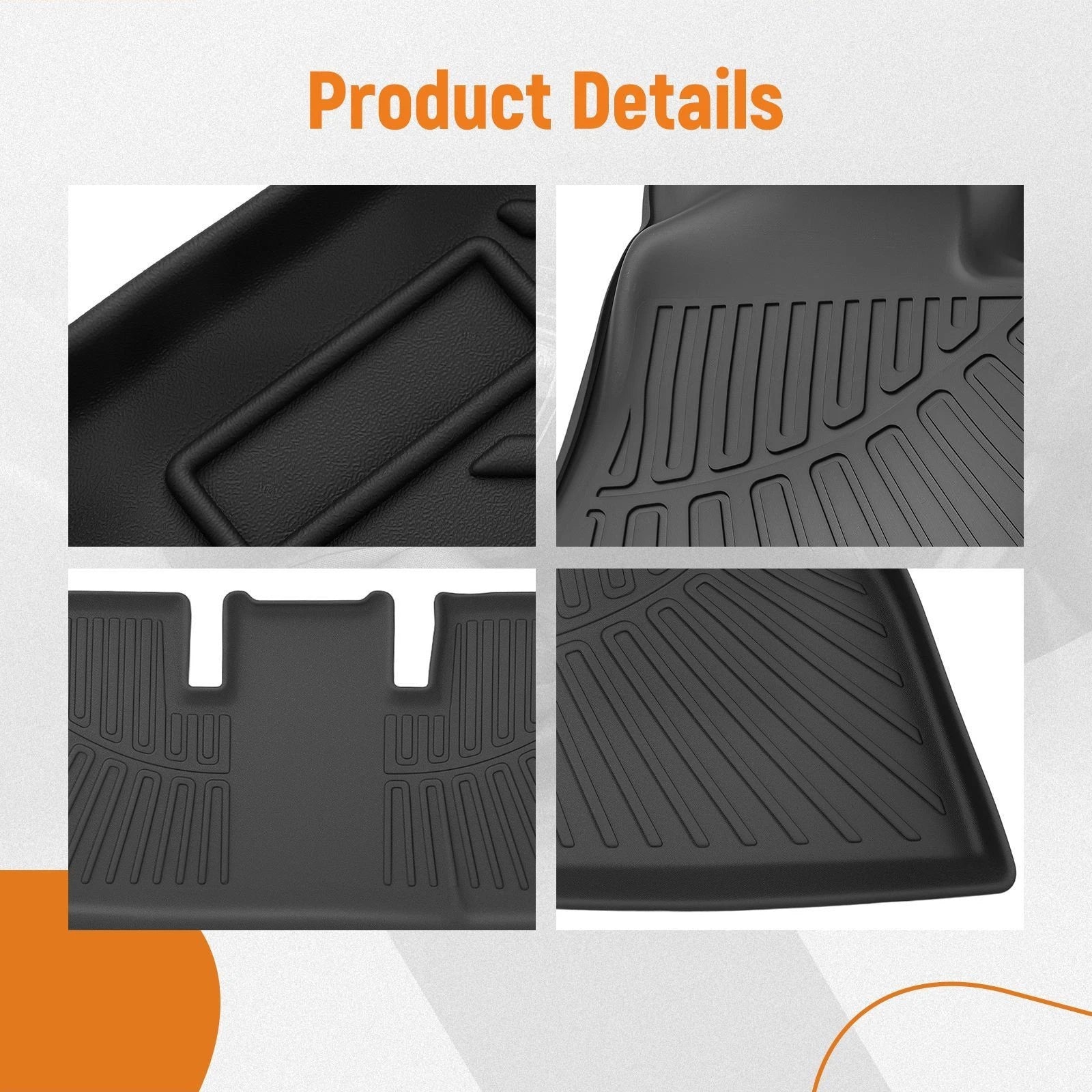 Set of 4 TPE Rubber Floor Mats for Tesla Model 3 (2024–2025)