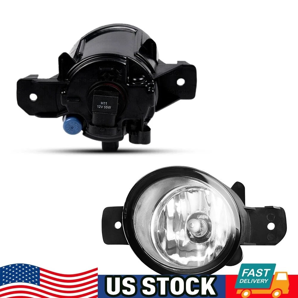 2Pc Fog Lights Assembly for Nissan Rogue Maxima (2014–2020) - Clear Lens, Bulbs